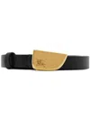 Burberry Shield Ekd Leather Belt In Black