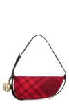 Burberry Mini Shield Check-pattern Shoulder Bag In Red