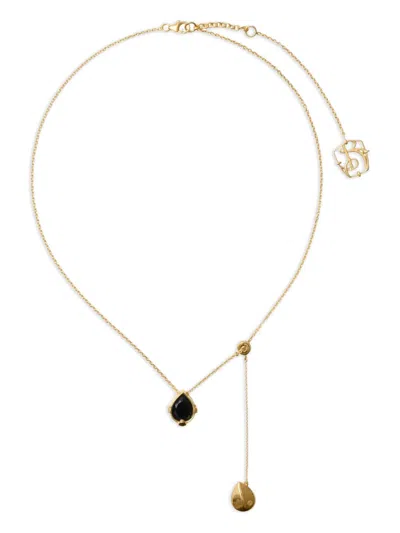 Burberry Shield Onyx Pendant Necklace In Gold