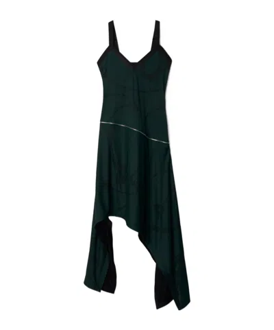 Burberry Shield Hardware Asymmetric Midi Dress In Vine