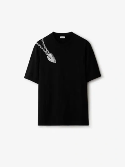 Burberry Shield Hardware Cotton T-shirt In Black