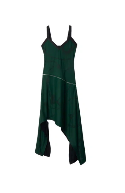 Burberry Jacquard Asymmetrical Maxi Dress In Vine