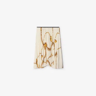 Burberry Shield Hardware Jersey Skirt In White/gold