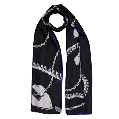 Burberry Shield Hardware Silk Scarf In Black