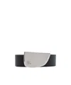Burberry Shield Leather Belt In Gray