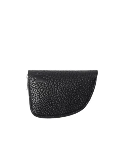 Burberry Shield Leather Wallet In Black