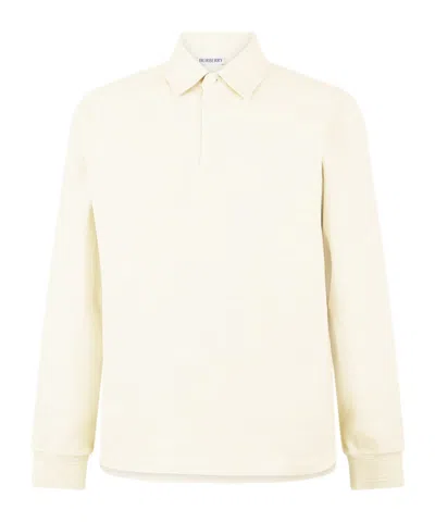 Burberry Shield Long Sleeve Polo In Neutral