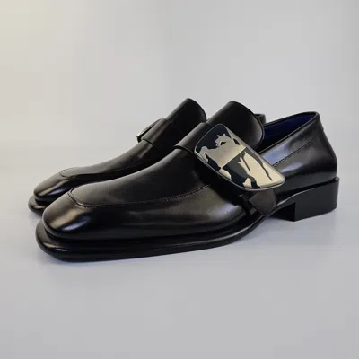 Pre-owned Burberry Shield Men's Black Leather Loafers Ss24