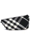 Burberry Shield Messenger Black Cotton Blend Crossbody Bag In Black