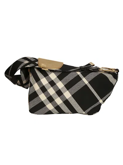 Burberry Shield Messenger Crossbody Bag In Black/calico