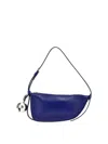 Burberry Leather Shield Sling Shoulder Bag With Silver-tone Charm In Blue