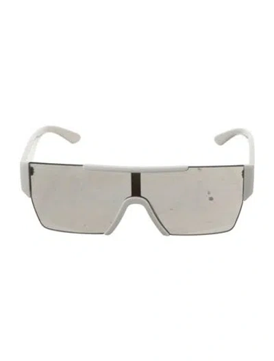 Pre-owned Burberry Shield Mirrored Sunglasses In White