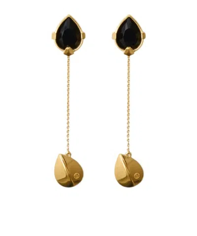Burberry Shield Pendant Earring In Gold/black