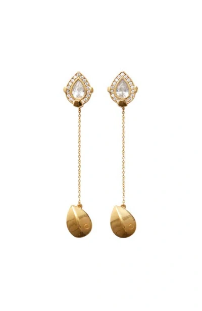 Burberry Shield Pendant Earrings In Gold/clear