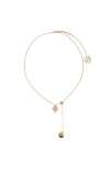Burberry Shield Pendant Checklace In Gold/clear