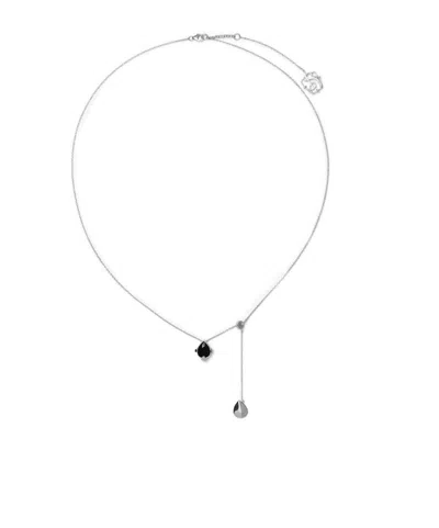 Burberry Shield Pendant Necklace In Silver/black/clear