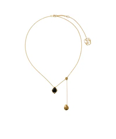 Burberry Shield Pendant Necklace In Gold/black/clear