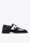 Burberry Shield Plaque Leather Loafers In Black