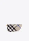 Burberry Fabric Wallet With Check Motif, Closure With Zip, Leather Lining And Asymmetric Profile In Beige
