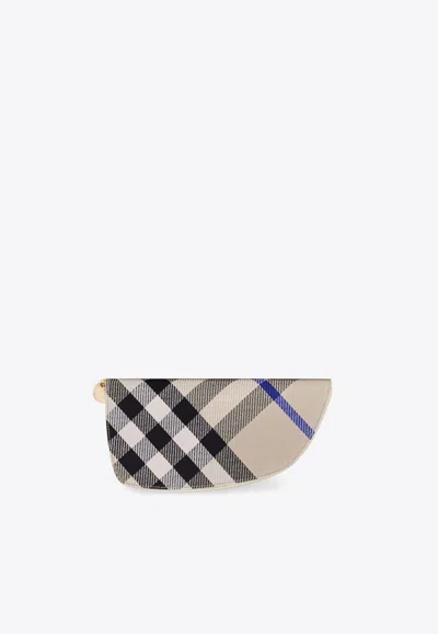 Burberry Shield Signature Check Zip Wallet In Multi