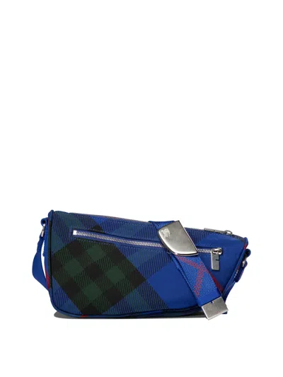 Burberry Shield Small Crossbody Bags In Blue