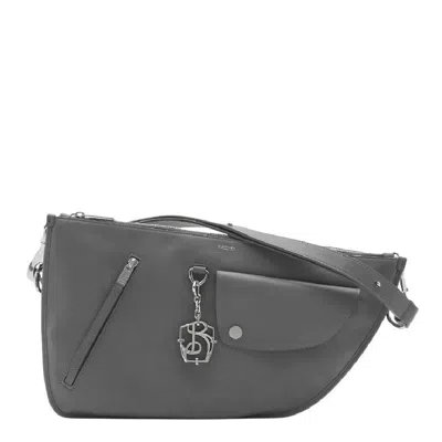 Burberry Shield Twin Leather Shoulder Bag In Gray