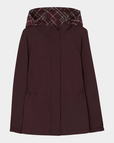 Burberry Shifford Reversible Check Hooded Jacket In Vineyard R