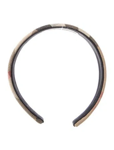 Pre-owned Burberry Shimmer Check Print Headband In Neutral