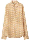 Burberry B-closure Print Silk Poplin Shirt
