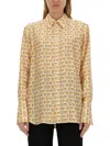 Burberry B-closure Print Silk Poplin Shirt In Beige