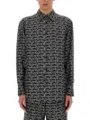 Burberry Long Sleeve Shirt With All-over Monogram Print In Black