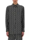 Burberry Long Sleeve Shirt With All-over Monogram Print In Black