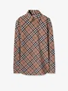 Burberry Ered Wool Blend Shirt In Beige