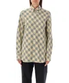 Burberry Women's Checked Oversized Shirt In Beige