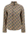 Burberry Beige Oversize Shirt With All-over Check Motiv In Cotton Woman In Neutral
