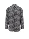 Burberry Long Sleeve Shirt With All-over Monogram Print In Black