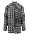 Burberry Long Sleeve Shirt With All-over Monogram Print In Black
