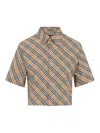 Burberry Vintage Check Cropped Shirt In Brown