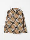 Burberry Beige Shirt With Check Motif In Cotton Boy In Beige