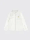 Burberry White Shirt For Babyboy With Beige Logo In White