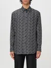 Burberry Long Sleeve Shirt With All-over Monogram Print In Black