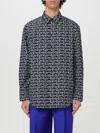 Burberry Long Sleeve Shirt With All-over Monogram Print In Black