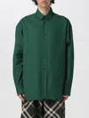 Burberry Equestrian Knight Embroiered Cotton Shirt In Green
