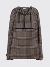 Burberry Half-zip Jacket With Check Pattern In Silk Blend In Brown