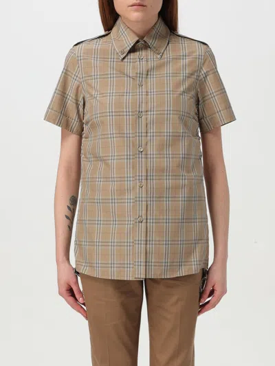 Burberry Women Embroidered Poplin Shirt In Brown