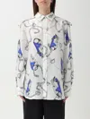 Burberry Graphic Print Silk Shirt In 蓝色