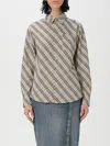 Burberry Check Cotton Shirt In Brown