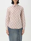Burberry Button-down Shirt With Check Pattern In Cream