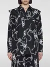 Burberry Chain-print Long-sleeve Collared Silk Top In 灰色