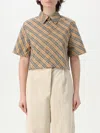 Burberry Checked Cropped Shirt In Nude